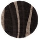 preview thumbnail 26 of 33, SAFAVIEH Florida Shag Assa Stripe 1.2-inch Thick Rug 4' Round - Dark Brown/Beige - Round