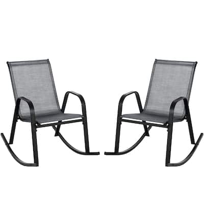 Gymax 2pcs Patio Rocking Chair Heavy-Duty Metal Rocker Outdoor