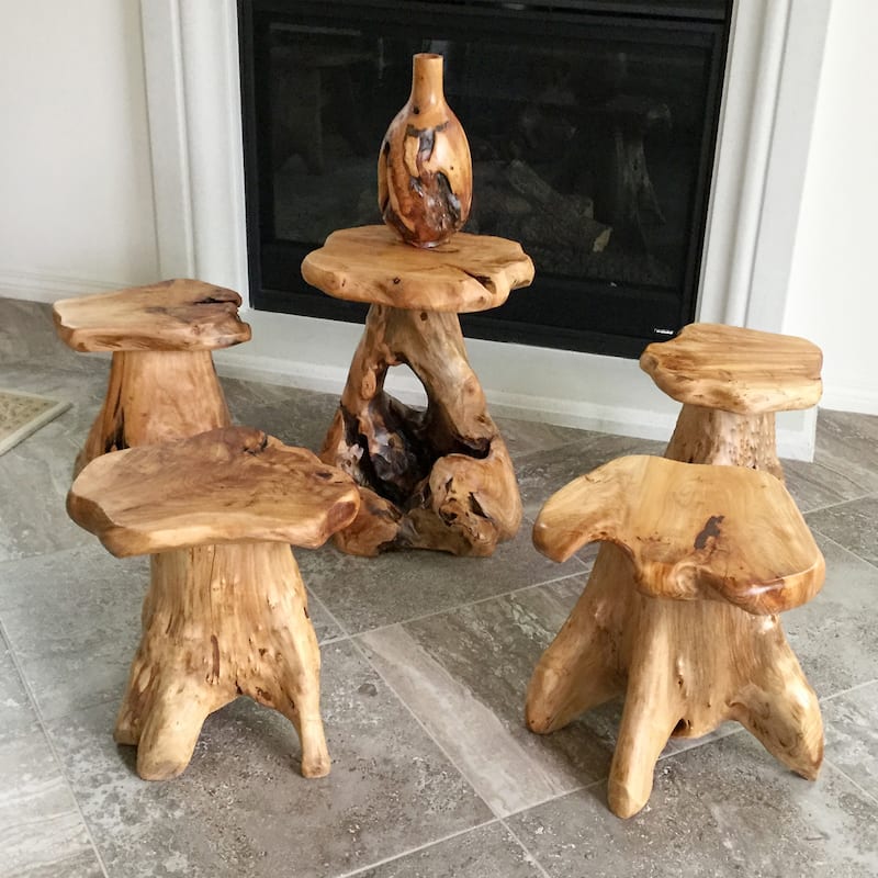 Greenage Cedar Roots Naturally Shaped Mushroom Side Table Stand