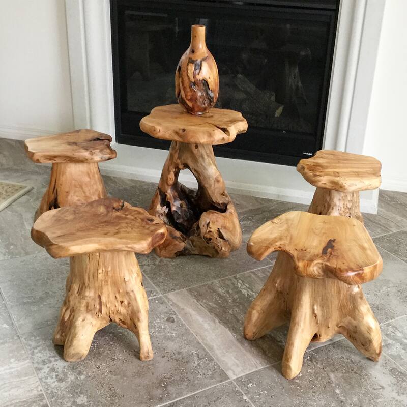 Greenage Cedar Roots Naturally Shaped Mushroom Side Table Stand