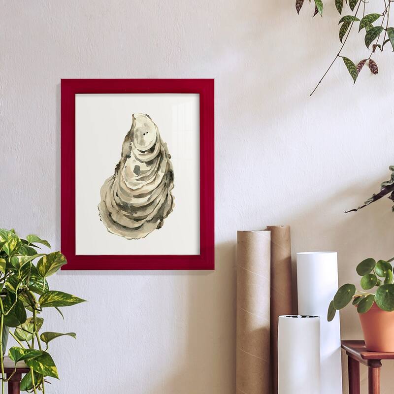 Neutral Oyster Study I -Framed Print w/glass-Cherry Red