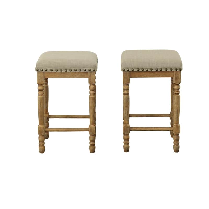 Deluxe Upholstered Barstools - 26" - Set of 2 - Brown and Beige