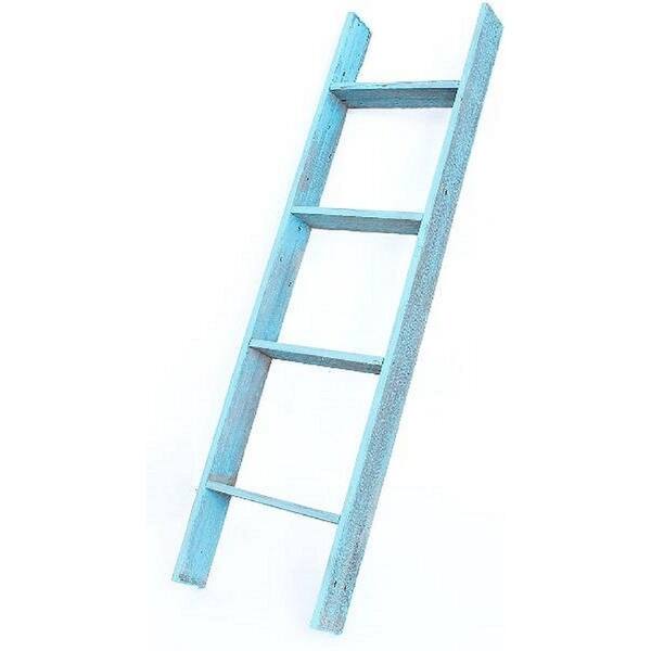 5 Step Rustic Turquoise Wood Ladder Shelf 5 Step Rustic Turquoise Wood Ladder Shelf