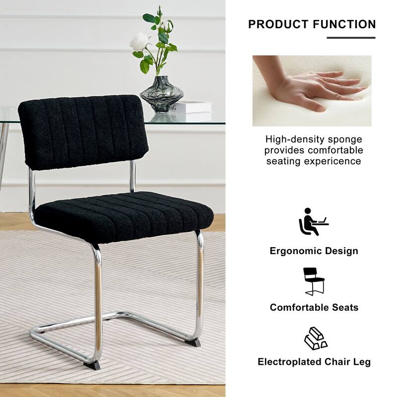Modern Fabric 4 Piece Kitchen Dining Chair Set with Upholstered Cushions, Metal Legs for Dining Room Kitchen Living Room Bedroom