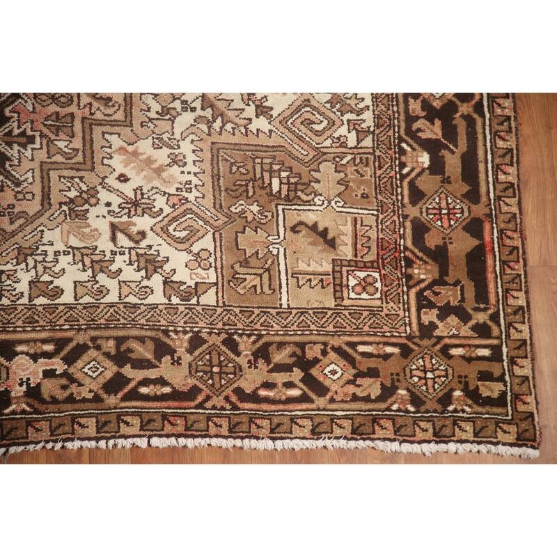 Hand Knotted Oriental 100% Wool Carpet Traditional Medallion Pink Heriz Area Rug - 11' 5'' X 8' 4''