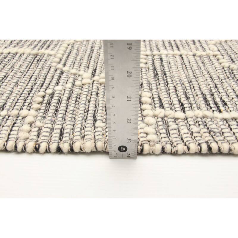 ECARPETGALLERY Braid weave Sienna Grey Wool Rug - 4'11 x 7'9