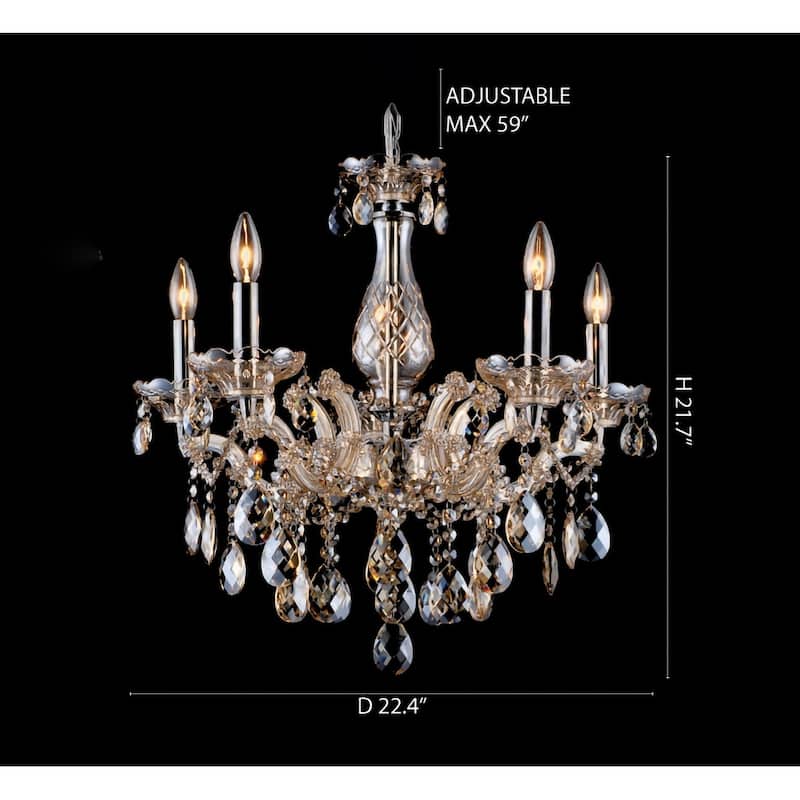 5-Lihgt Gold Chandelier With Champagne Crystals
