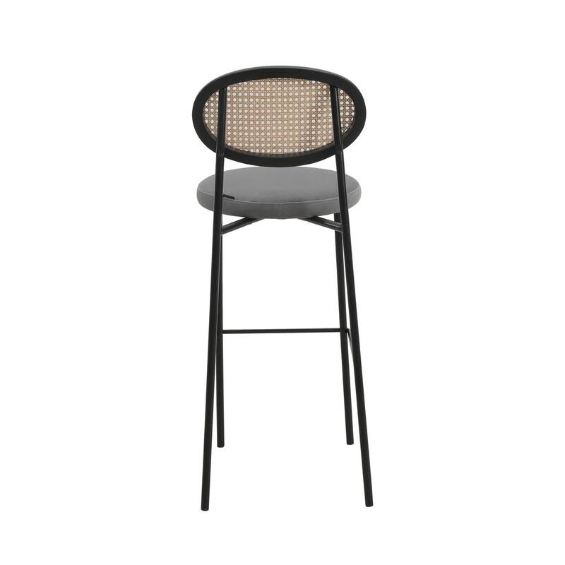 LeisureMod Euston Wicker Bar Stool with Powder Coated Steel Frame, Set of 2 - 42"
