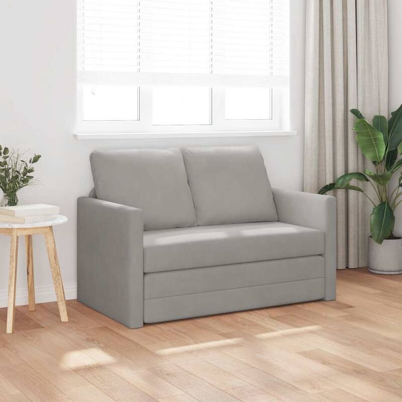 vidaXL Floor Sofa Bed 2-in-1 Light Grey 122x204 x 21.7 " Velvet - 122 x 70 x 21.7 "