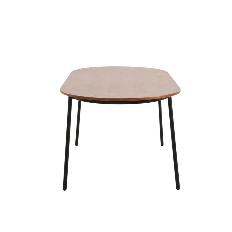 Tule Modern 9-Piece Dining Set with Solid Wood Top Oval Dining Table and Fabric Upholstered Black Steel Legs