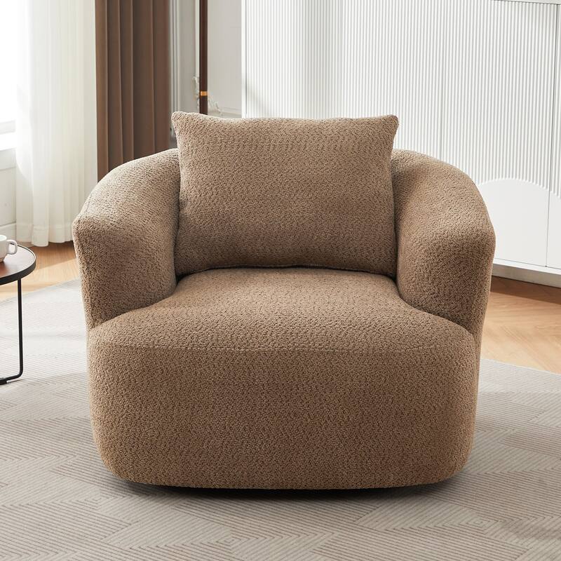 Swivel Chair with Throw Pillow & Spring Seat