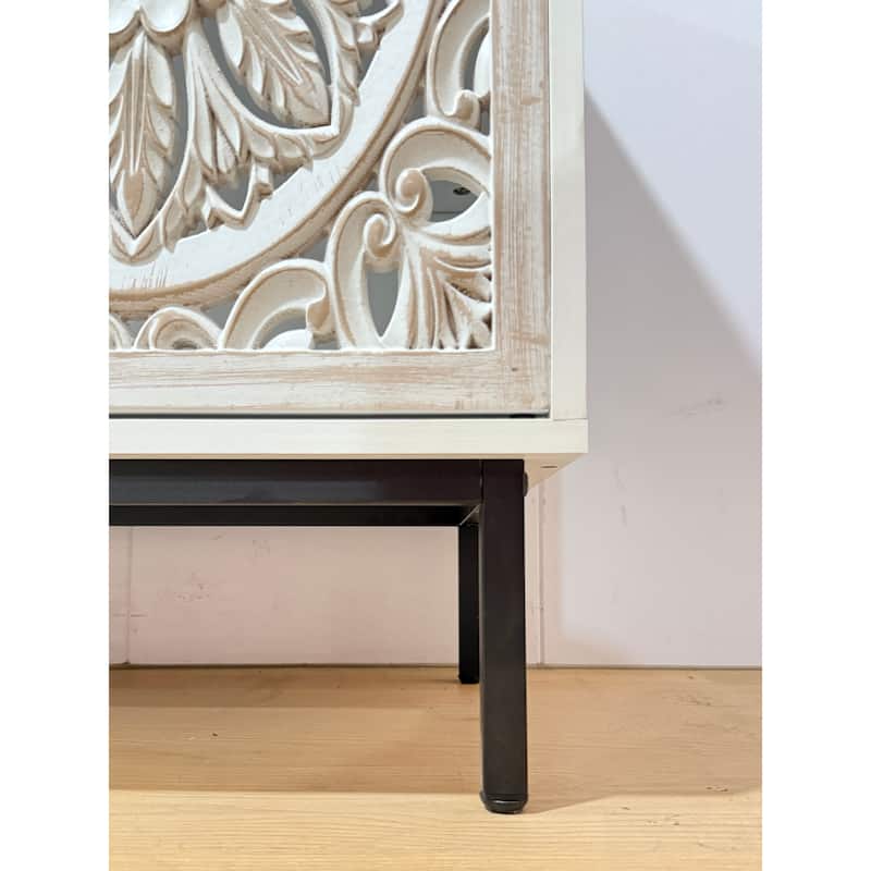 Morden White Curio Buffet Storage Cabinet with Adjustable Shelfs