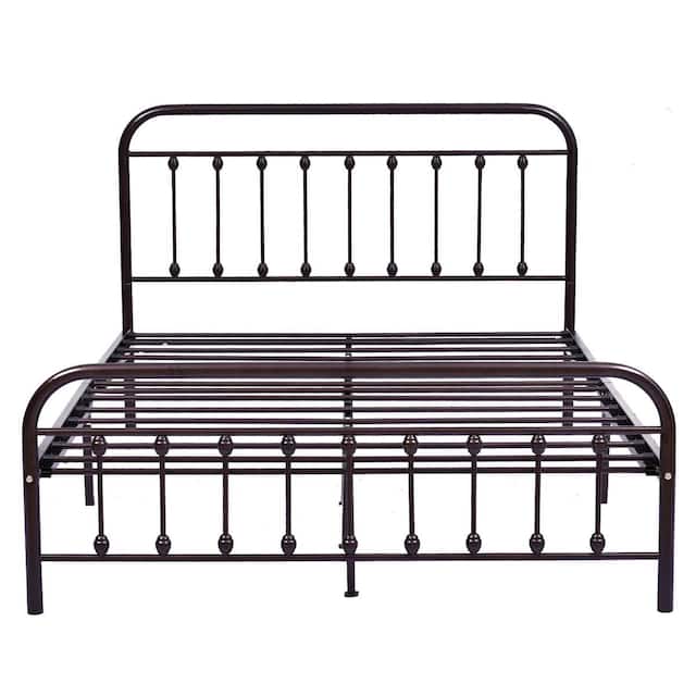 Alazyhome Simple Vintage Metal Platform Bed Frame, Easy-Assembly