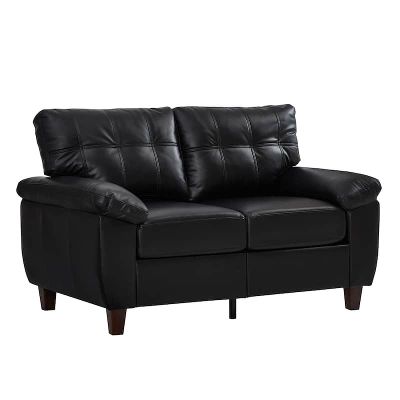 59" Loveseat Modern Design Faux Leather Couch,Storage,Big Armrest Sofa,Upholstered Breathable PU Leather Sofa