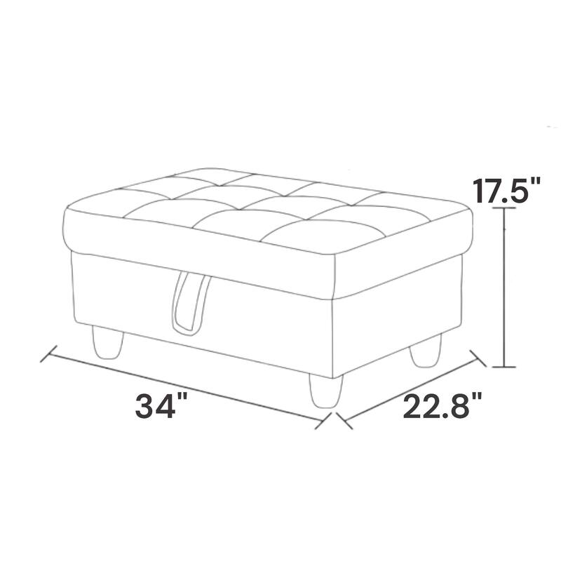 KISRAIS 34" Wide Upholstered Storage Ottoman