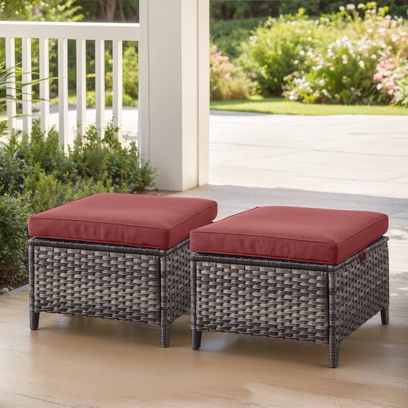 Outdoor Furniture Wicker Ottoman Patio Rattan Ottomans