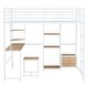 preview thumbnail 9 of 10, Full Size Metal Loft Bed with Desk & Stool, Open-Style Wardrobe, White
