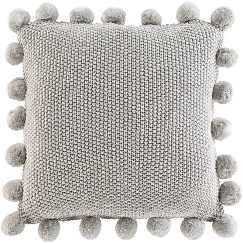 Livabliss Pam Knitted Pom Pom 18-inch Throw Pillow