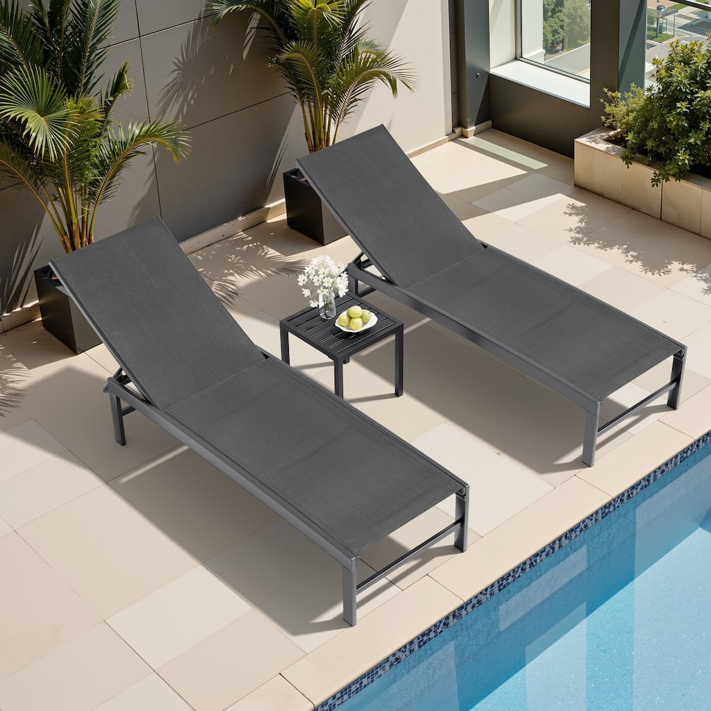Outdoor Chaise Lounge Set Patio Adjustable Chaise Lounge Chairs with Side Table