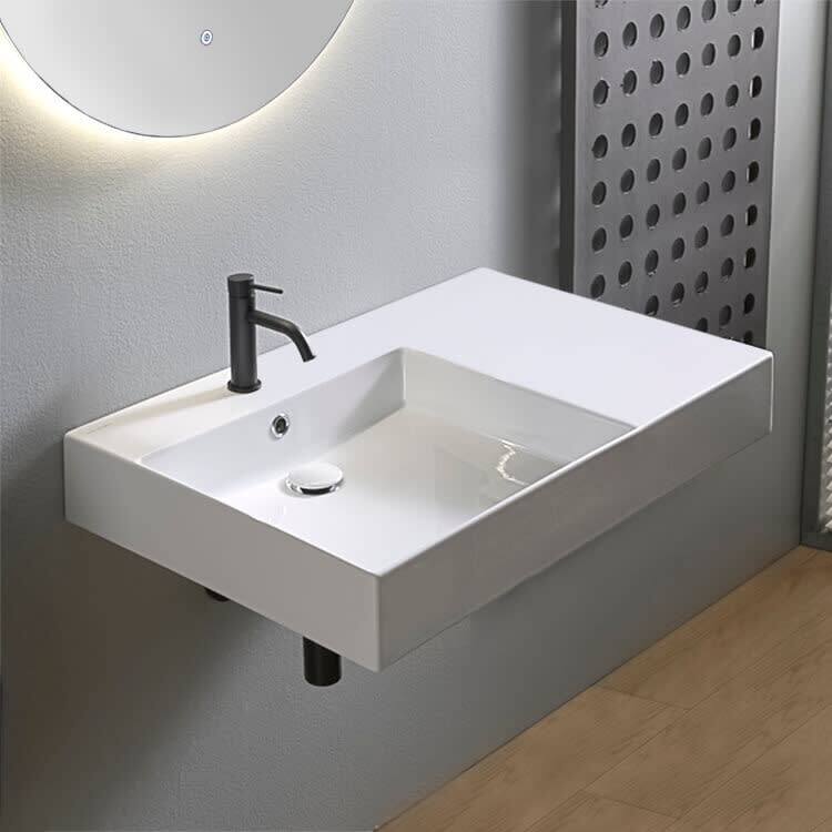 Nameeks Scarabeo 5149-One Hole Teorema 2.0 Plus 31-1/2" Rectangular - White