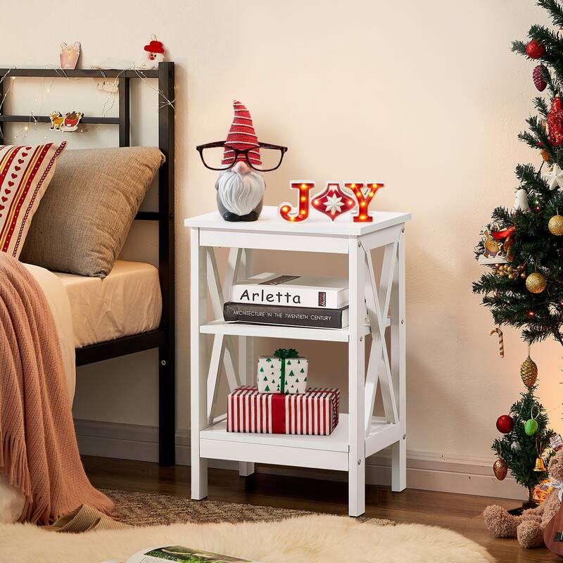 Modern Nightstand with 3-Tier Storage Shelves A Variety of Colors Are Available for Living Room, Bedroom Entrance End Table