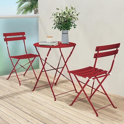 3 Piece Foldable Patio Set, Bistro Set, Outdoor Table and Chairs,Weather-Resistant Outdoor/Indoor
