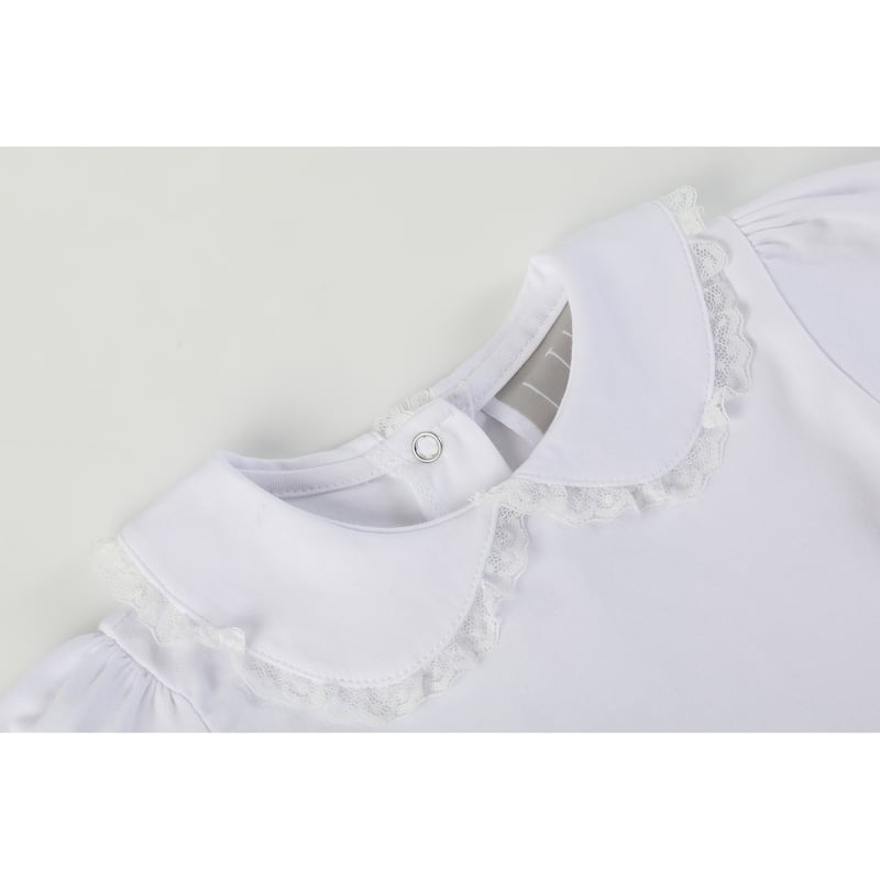 Lil Cactus White Lace Collared Girls Long Sleeve Bodysuit Romper