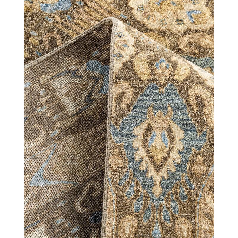 Ikat One-of-a-Kind Hand-Knotted Area Rug - Brown, 9' 0" x 12' 0" - 9' 0" x 12' 0"