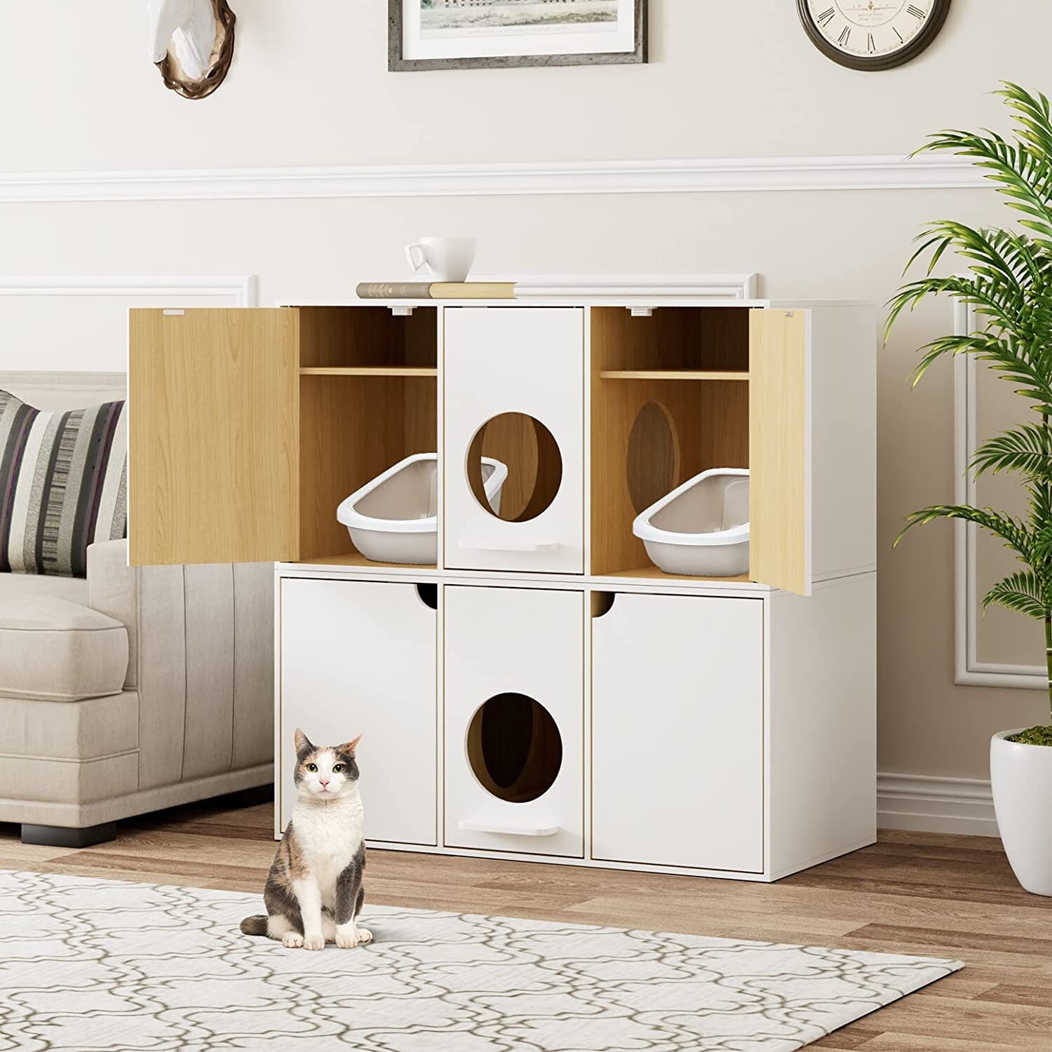 Cat Litter Box Enclosure 43 Inch Wood Cat Washroom Storage Cabinet Bed Bath Beyond 37477532
