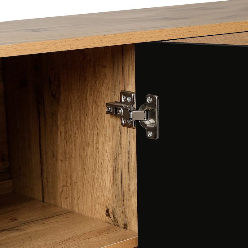 63 in Carved Flower Door Large Storage Cabinet