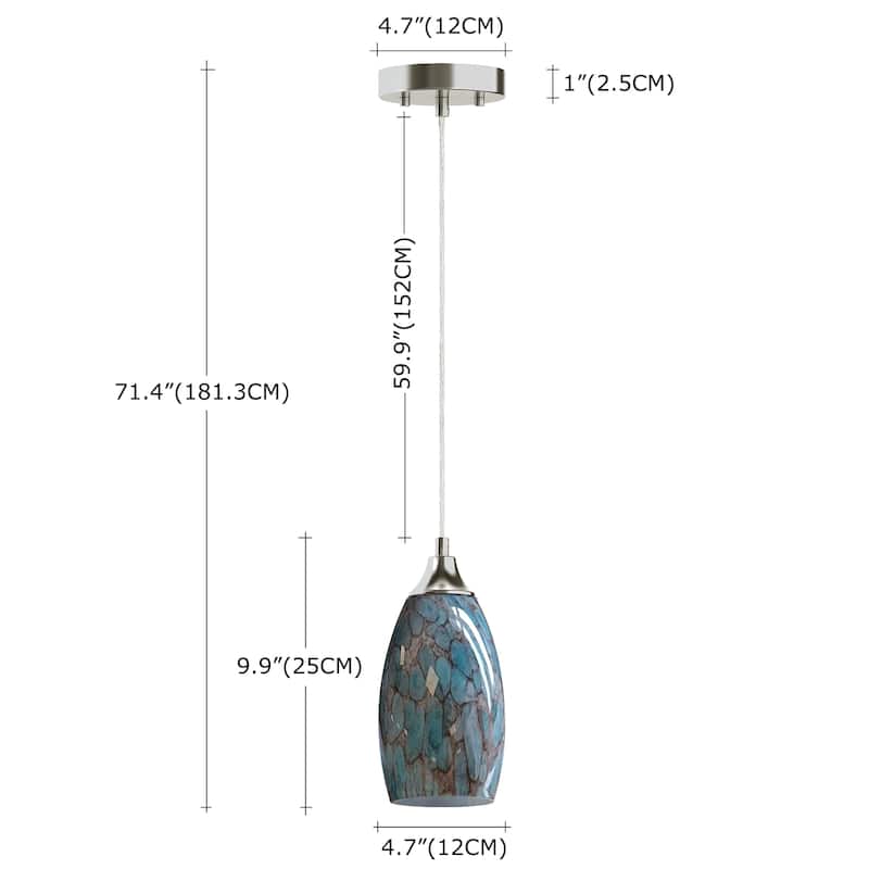 3 Pack 71.4 in. Stone Blue Art Glass Globe Pendant Light
