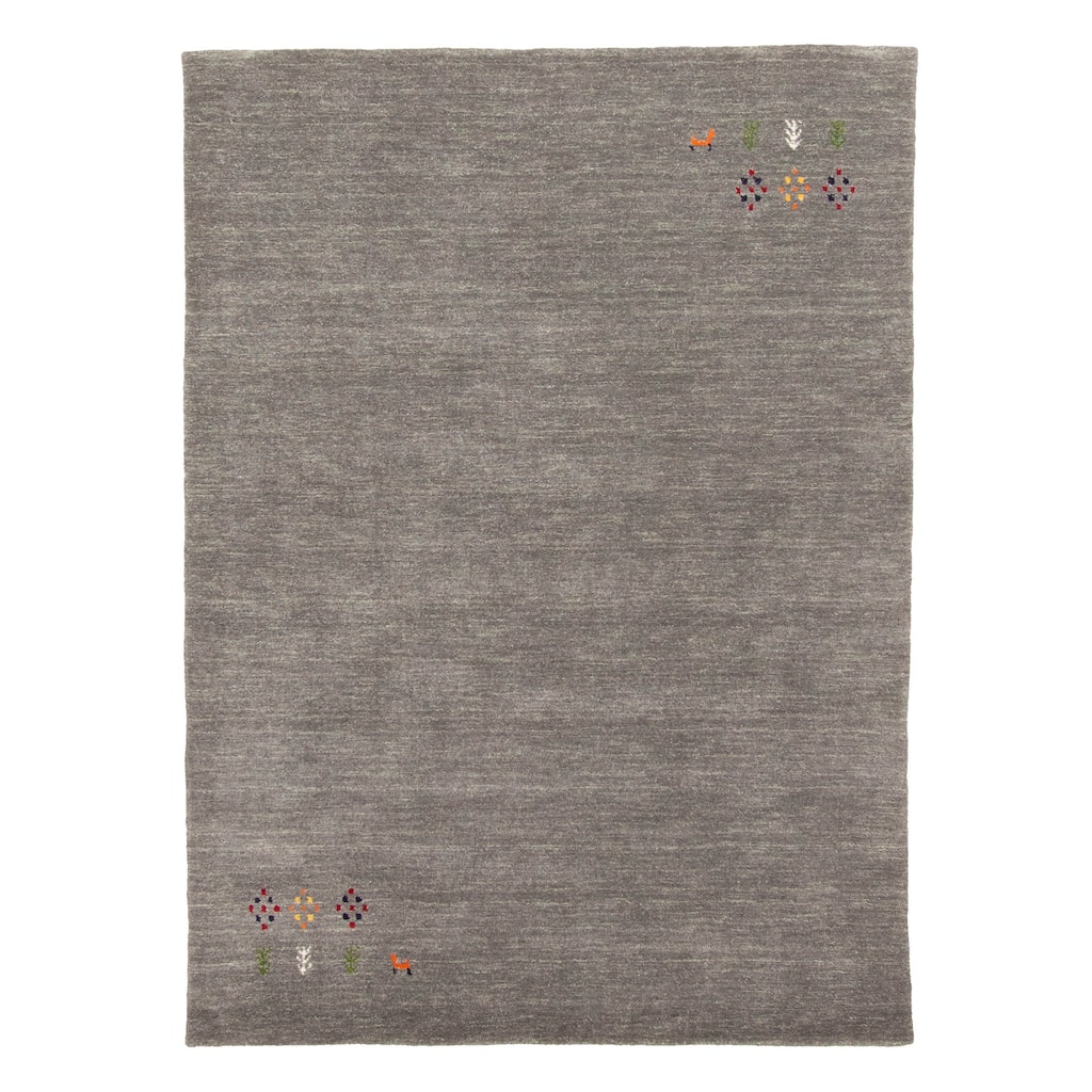 ECARPETGALLERY Hand Loomed Kashkuli Gabbeh Grey Wool Rug - 4'0 x 5'8