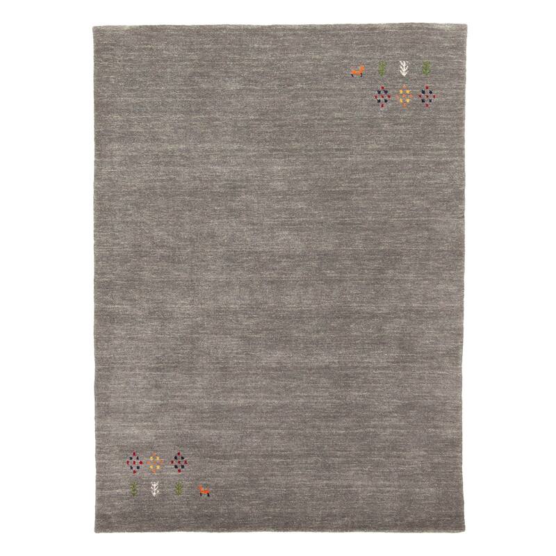 ECARPETGALLERY Hand Loomed Kashkuli Gabbeh Grey Wool Rug - 4'0 x 5'8
