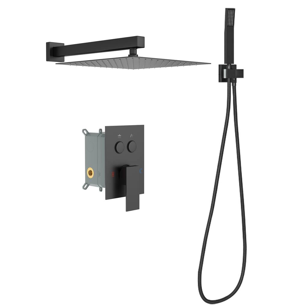 Topcraft 12-Inch Wall Mounted Square Shower System with Rough-in Valve - 12*12