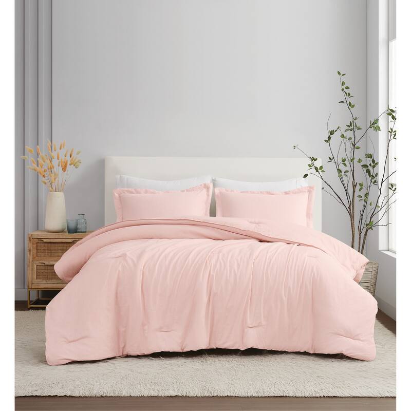 Brooklyn Loom Flax Linen Comforter Set - Blush - King - 3 Piece