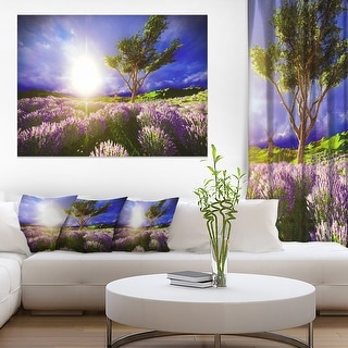Lavender Field under Blue Sky - Modern Landscape Wall Art Canvas ...