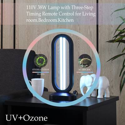 16" in UV Sterilized Black Oval Table Lamp
