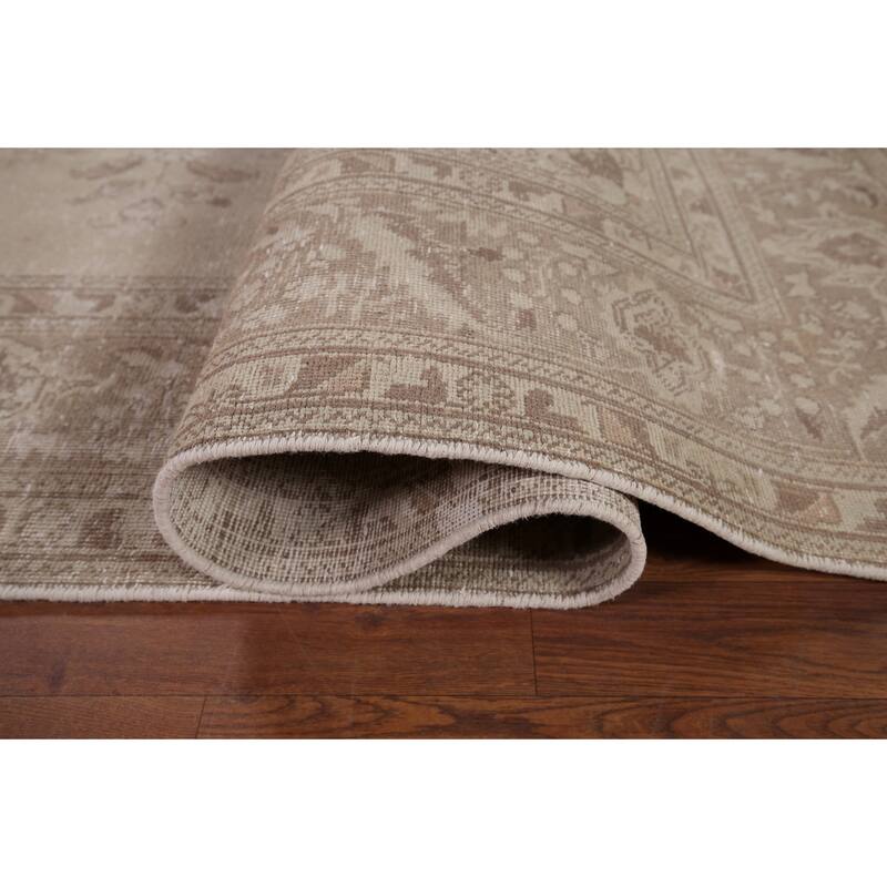 Muted Distressed Tabriz Vintage Persian Ug Hand-Knotted Wool Carpet - 8'0" x 11'3"