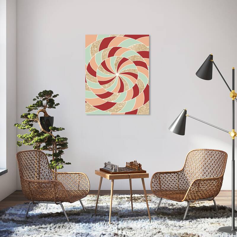 Wynwood Studio Canvas Holiday and Seasonal Christmas Candy Swirl Gold Glam Wall Art Canvas Print - 30 x 36