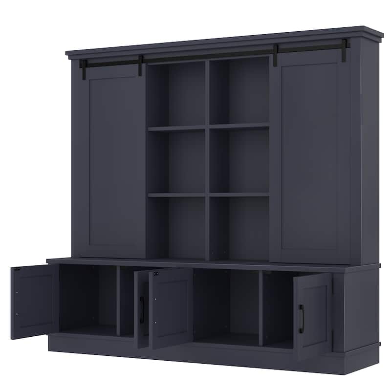 Multifunctional Entryway Cabinet with Sliding Rails, Tree-Shaped Design Storage Unit for Living Room and Hallway