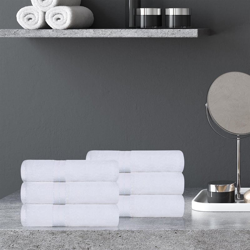 Turkish Cotton Heavyweight Hand Towel Set of 6 by Superior - White