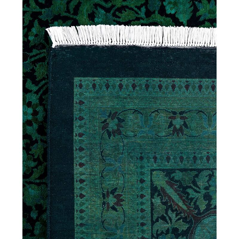 Overdyed One-of-a-Kind Hand-Knotted Area Rug - Green - 12' 0" x 18' 7"
