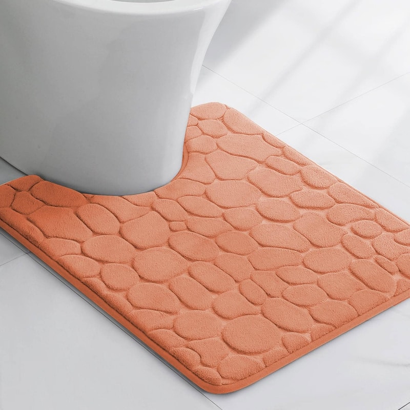 Memory Foam Contour Bath Mat Pebble Design 18x20