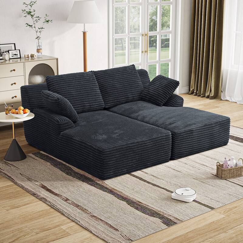 77.8" Oversized Double Chaise Lounge, Cloud Plush Sofa Bed, Upholstered Sleeper Chair, No Assembly Required