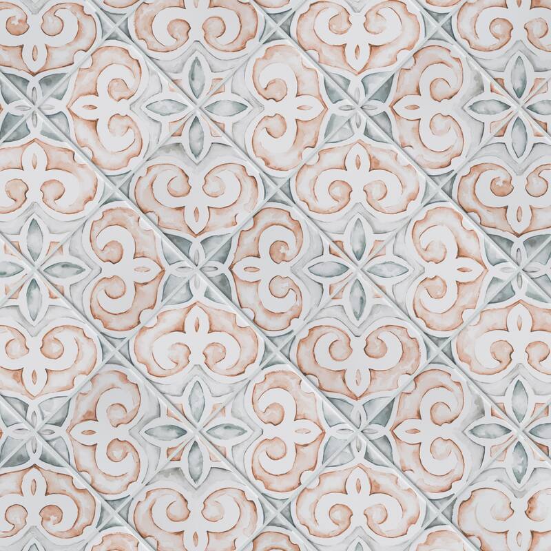 Merola Tile Saint Germain Chaud Deco Simone 5-3/4" x 5-3/4" Porcelain Floor and Wall Tile