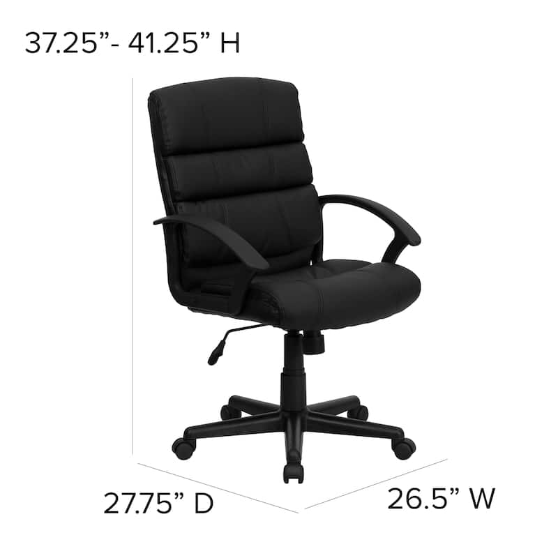 Mid-Back LeatherSoft Swivel Office Chair with Accent Divided Back and Arms