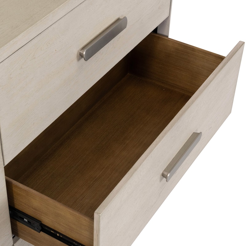 Furniture of America Weegin Modern 3-Piece White Oak Wood Panel Bed and 2-Nightstand Bedroom Set