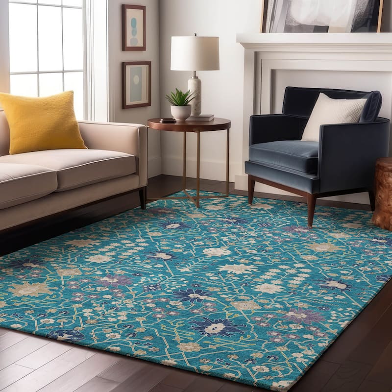Premium Washable Super Soft Traditional Oushak Mayfield Rug - Teal - 2'6" x 3'10"