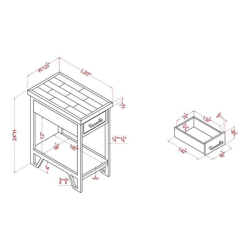 Mingard Rustic 20-inch Wood 1-Shelf and 1-Drawer Side Table by Furniture of America