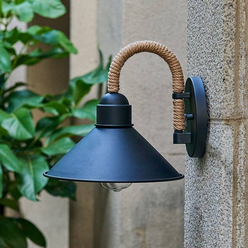 Natural Home 1 light 12 inch black finish Indoor Wall Sconce with decorative rope - 12 inch